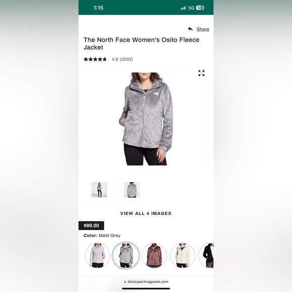 The North Face Women's Osito Fleece Jacket Meld Grey Size XS - Picture 12 of 12